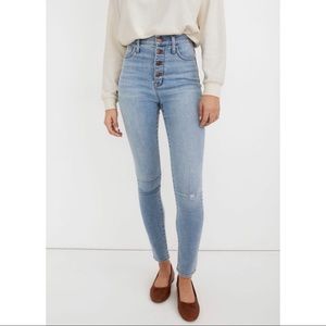 Madewell 11” High Waist Roadtripper Skinny Jeans with distressing